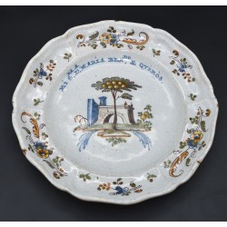 Plato antiguo de cerámica Talavera alcoreña siglo XVIII