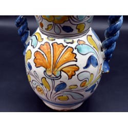 Jarra de cerámica de Talavera Polícroma asas trenzadas