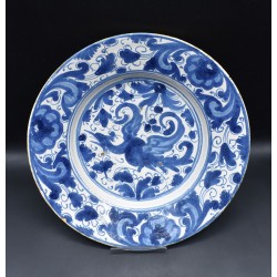 Gran Plato cerámica de Teruel garza Siglo XVII