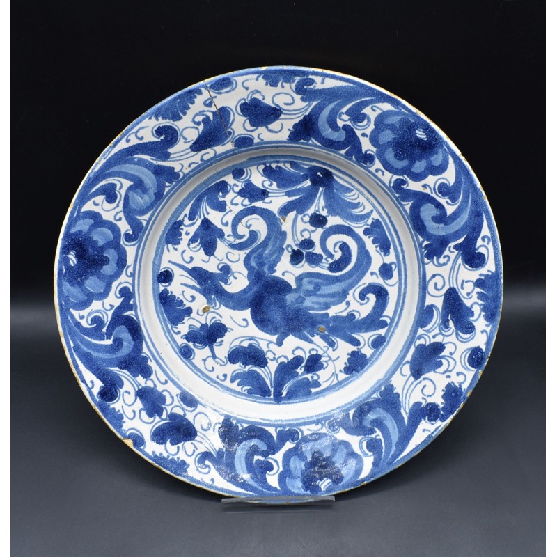 Gran Plato cerámica de Teruel garza Siglo XVII