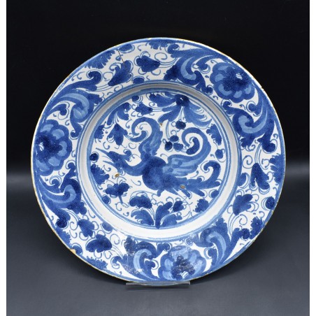 Gran Plato cerámica de Teruel garza Siglo XVII