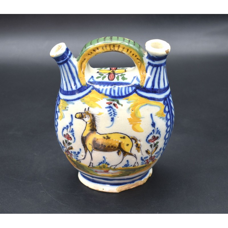 Botijo de ceramica Triana policroma siglo XIX