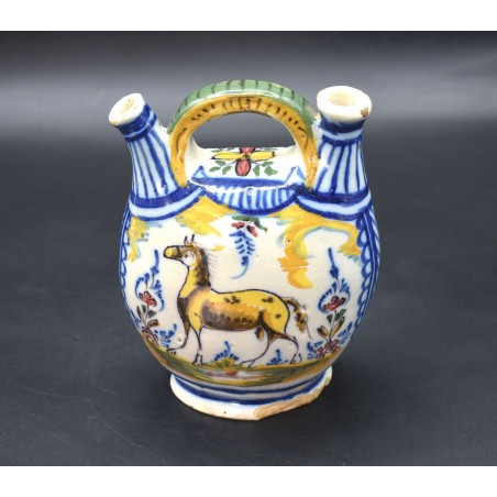 Botijo de ceramica Triana policroma siglo XIX