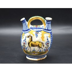 Botijo de ceramica Triana policroma siglo XIX