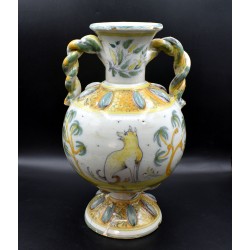 Jarrón polícromo cerámica de Talavera siglo XVIII