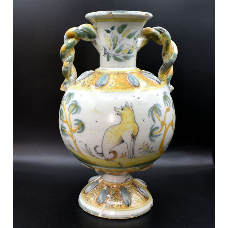 Jarrón polícromo cerámica de Talavera siglo XVIII