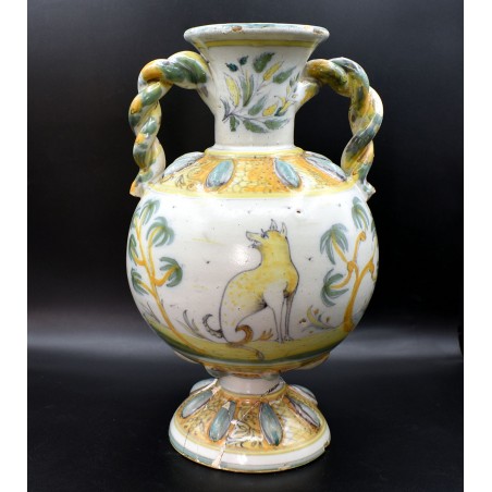 Jarrón polícromo cerámica de Talavera siglo XVIII