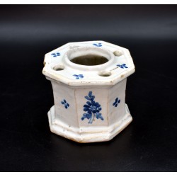 Tintero antiguo ochavado cerámica siglo XVIII