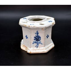 Tintero antiguo ochavado cerámica siglo XVIII