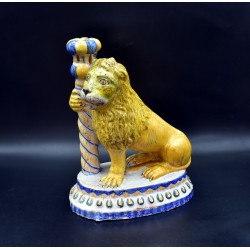 Pareja de Leones candelero siglo XVIII Talavera