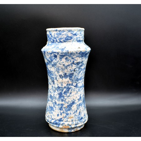 Albarelo azul jaspeado de Talavera s. XVI