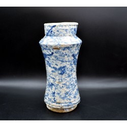 Albarelo azul jaspeado de Talavera s. XVI