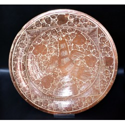 copy of Plato de Manises Pardalot con flores rayadas siglo XVII